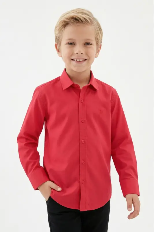 Erkek Çocuk Kırmızı Gömlek-Kırmızı - 1
