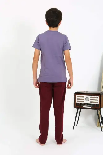 Erkek Çocuk Kısa Kol Penye Pijama Takım 20758 Mor - 5
