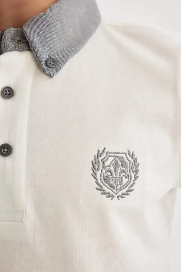 Erkek Çocuk Kısa Kollu Polo Tişört Kırık Beyaz - 7