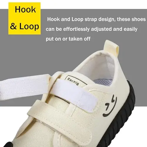 Boy's Girl's Toddlers Canvas Shoes Slip-On Lightweight Kids Sneakers Hook and Loops Casual Skin-Friendly Walking Running Shoes with Multicolor Sole (Toddler/Little Kids) - BOY'S (1)