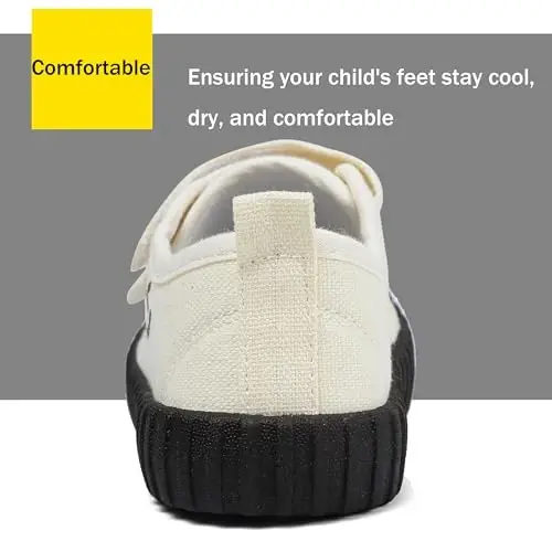 Boy's Girl's Toddlers Canvas Shoes Slip-On Lightweight Kids Sneakers Hook and Loops Casual Skin-Friendly Walking Running Shoes with Multicolor Sole (Toddler/Little Kids) - 6