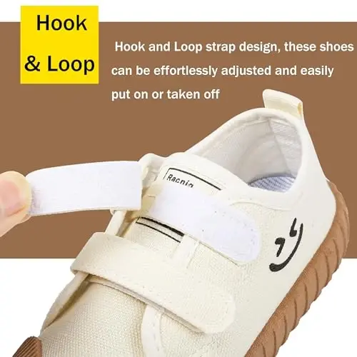 Boy's Girl's Toddlers Canvas Shoes Slip-On Lightweight Kids Sneakers Hook and Loops Casual Skin-Friendly Walking Running Shoes with Multicolor Sole (Toddler/Little Kids) - BOY'S (1)
