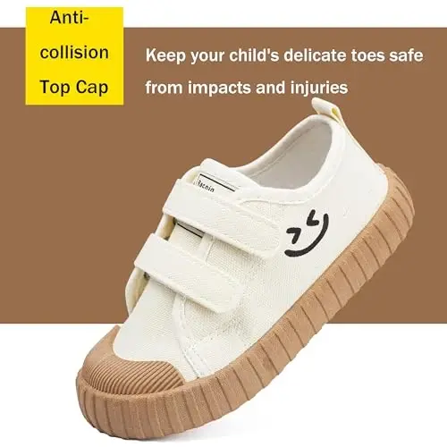 Boy's Girl's Toddlers Canvas Shoes Slip-On Lightweight Kids Sneakers Hook and Loops Casual Skin-Friendly Walking Running Shoes with Multicolor Sole (Toddler/Little Kids) - 3