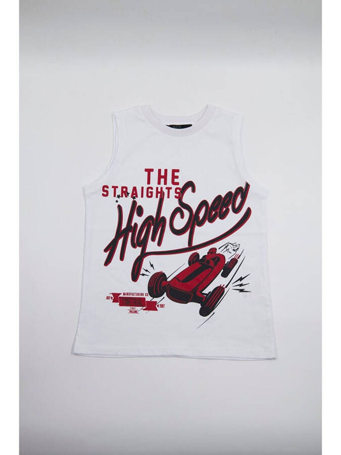 Erkek Çocuk Kolsuz Tshirt Beyaz - Tara-Beyaz - 1