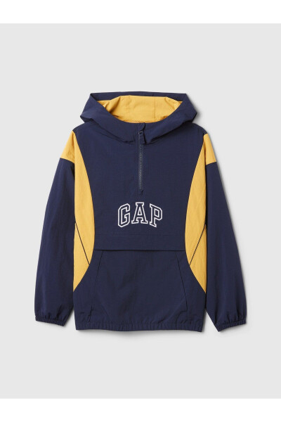 Erkek Çocuk Lacivert Gap Logo Geri Dönüştürülmüş Fermuarlı Anorak Ceket - 6