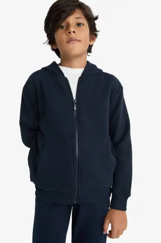 Kapüşonlu Okul Fermuarlı Sweatshirt Erkek Çocuk T7468A624AU - Lacivert-NV253 - 4