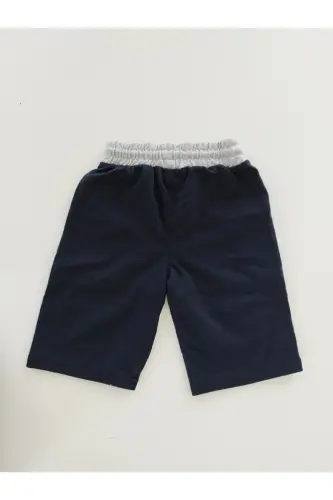 Erkek Çocuk Lacivert Renk Cepli Baskılı Şort Kapri-lacivert - 2