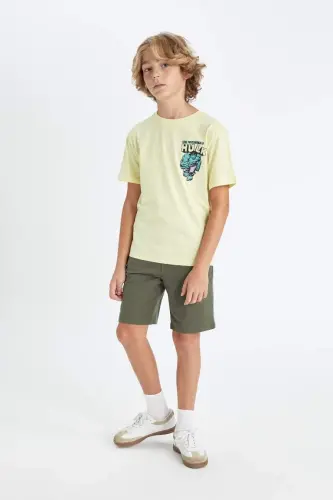 Erkek Çocuk Marvel Comics Bisiklet Yaka Kısa Kollu Tişört-Açık Sarı - DEFACTO (1)