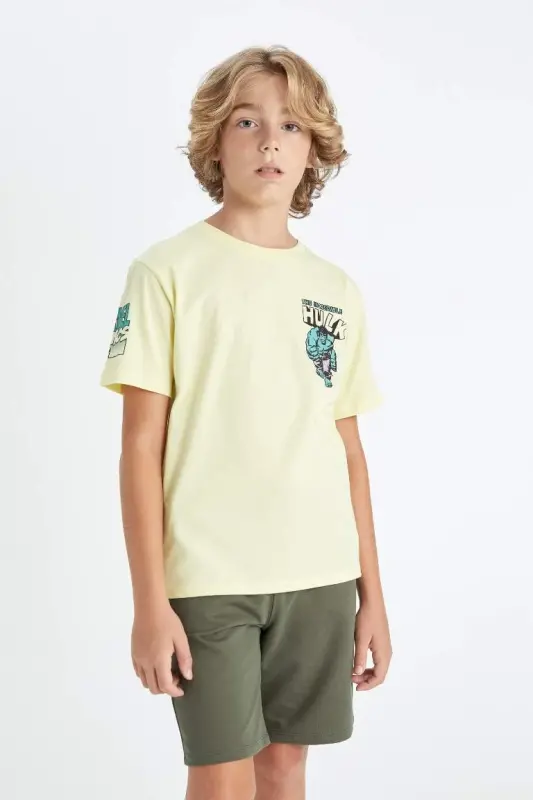 Erkek Çocuk Marvel Comics Bisiklet Yaka Kısa Kollu Tişört-Açık Sarı - 3