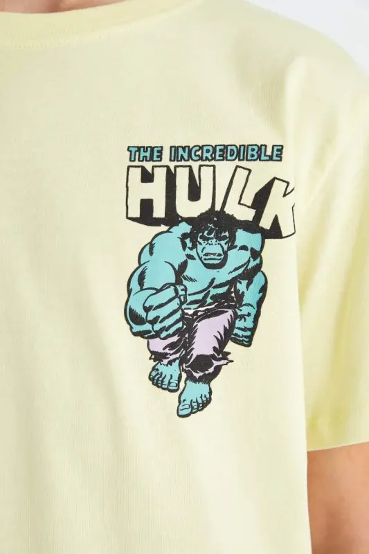 Erkek Çocuk Marvel Comics Bisiklet Yaka Kısa Kollu Tişört-Açık Sarı - 5