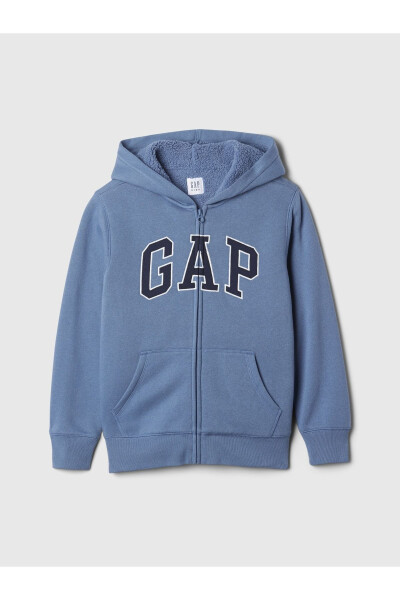 Erkek Çocuk Mavi Gap Logo Relaxed Sherpa Sweatshirt - 8