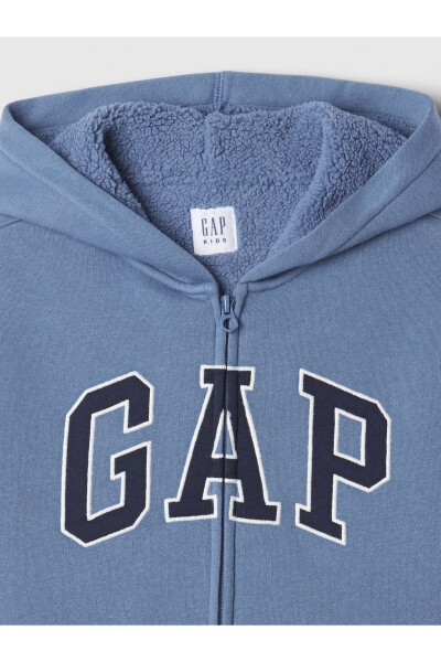 Erkek Çocuk Mavi Gap Logo Relaxed Sherpa Sweatshirt - 2