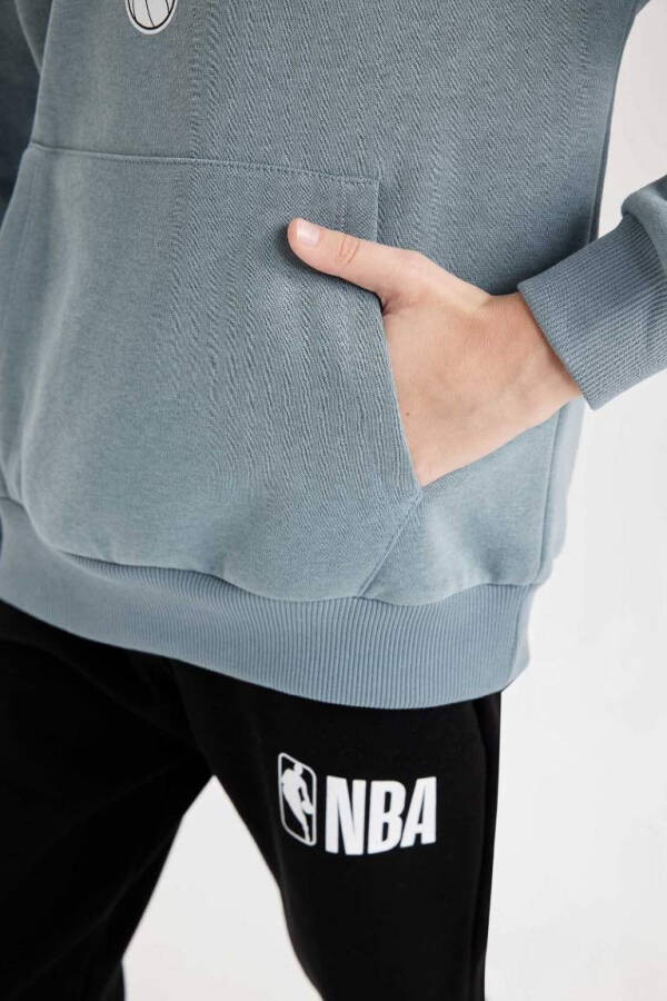 Erkek Çocuk NBA New York Knicks Kapüşonlu Sırt Baskılı Kalın Sweatshirt Mavi - 6