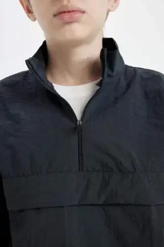 Erkek Çocuk Oversize Geniş Kalıp Fermuarlı Yaka Paraşüt Uzun Kollu Gömlek D0331A824AU - 3