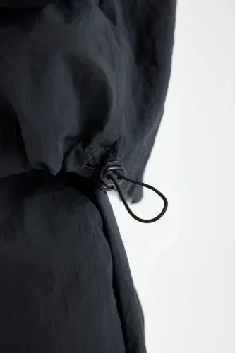 Erkek Çocuk Oversize Geniş Kalıp Fermuarlı Yaka Paraşüt Uzun Kollu Gömlek D0331A824AU - 4