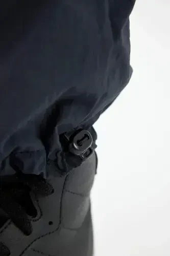 Erkek Çocuk Oversize Geniş Kalıp Fermuarlı Yaka Paraşüt Uzun Kollu Gömlek D0331A824AU - 5