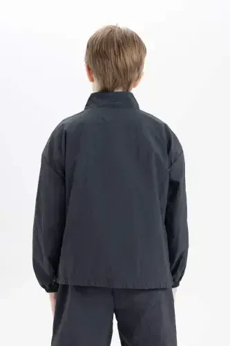 Erkek Çocuk Oversize Geniş Kalıp Fermuarlı Yaka Paraşüt Uzun Kollu Gömlek D0331A824AU - 6