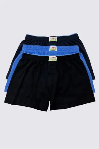 Erkek Çocuk Pamuklu Düz Klasik Rahat Kesim Boxer 3'lü Paket Renkli - 2