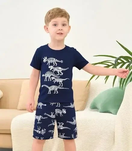 Boys Pajamas 100% Cotton Toddler 2 Piece Short Sleeve Pjs Kids Summer Sleepwear Clothes Set 3t-10t - MODAZONE (1)