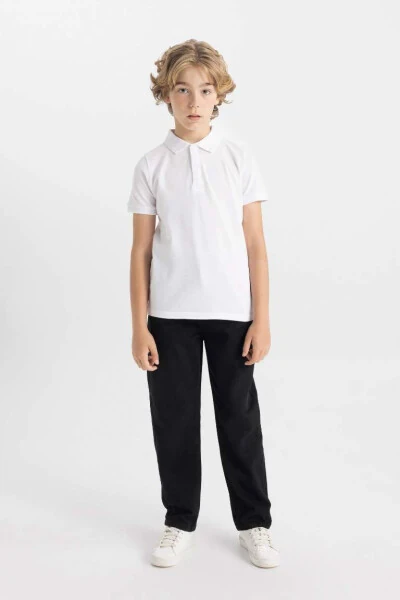 Erkek Çocuk Pike Kısa Kollu Basic Polo Tişört Beyaz - 2