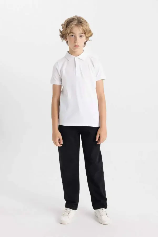 Erkek Çocuk Pike Kısa Kollu Basic Polo Tişört Beyaz - 2