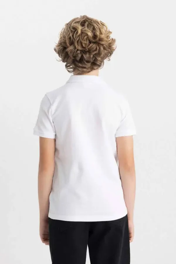 Erkek Çocuk Pike Kısa Kollu Basic Polo Tişört Beyaz - 6