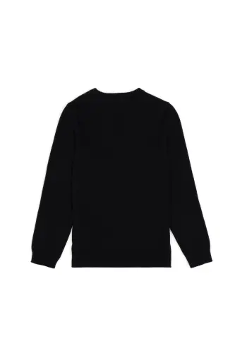Erkek Çocuk Siyah Bisiklet Yaka Basic Kazak 50288893-VR046 - Siyah - 5
