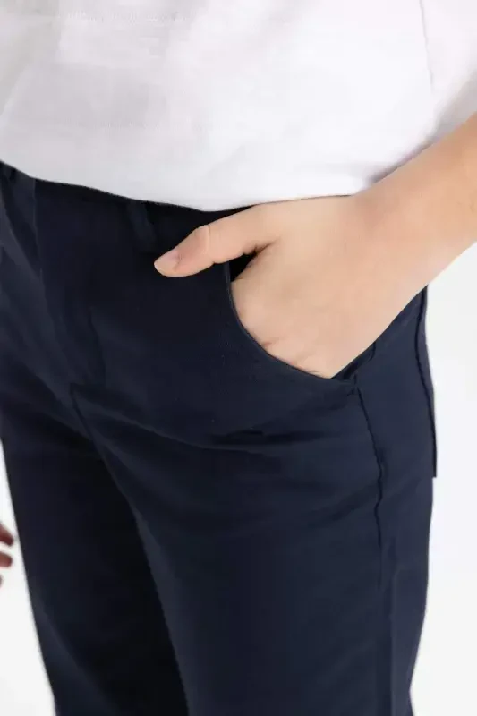 Erkek Çocuk Standart Paça Keten Görünümlü Pantolon B6707A824SP - 5
