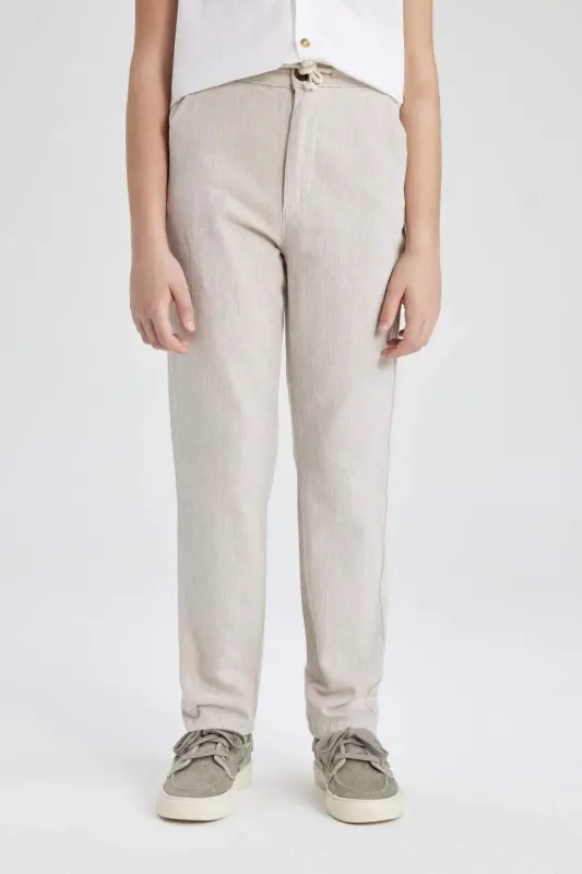 Erkek Çocuk Standart Paça Keten Karışımlı Pantolon Z1706A624SM - Bej-BG123 - 6