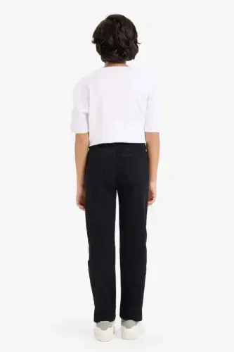 Erkek Çocuk Straight Fit Standart Paça Basic Düz Jean Pantolon-Siyah - 5
