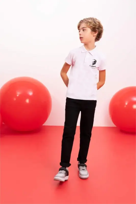 Erkek Çocuk Straight Fit Standart Paça Basic Düz Jean Pantolon-Siyah - 2