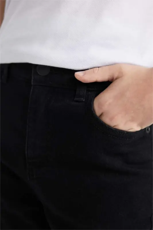 Erkek Çocuk Straight Fit Standart Paça Basic Düz Jean Pantolon-Siyah - 6