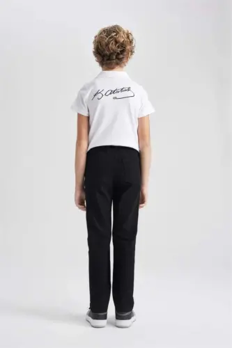 Erkek Çocuk Straight Fit Standart Paça Basic Düz Jean Pantolon-Siyah - 7