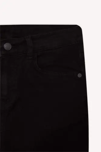 Erkek Çocuk Straight Fit Standart Paça Basic Düz Jean Pantolon-Siyah - 9