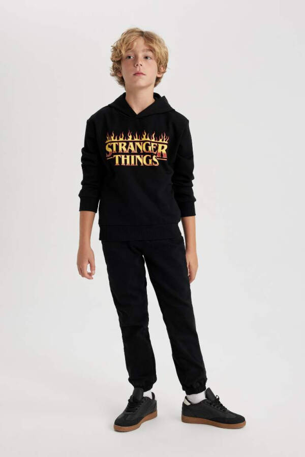 Erkek Çocuk Stranger Things Kapüşonlu Sweatshirt Siyah - 2