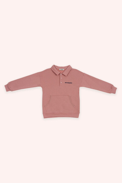 Erkek Çocuk Yakalı Gül Rengi Sweatshirt - 019-Gül 