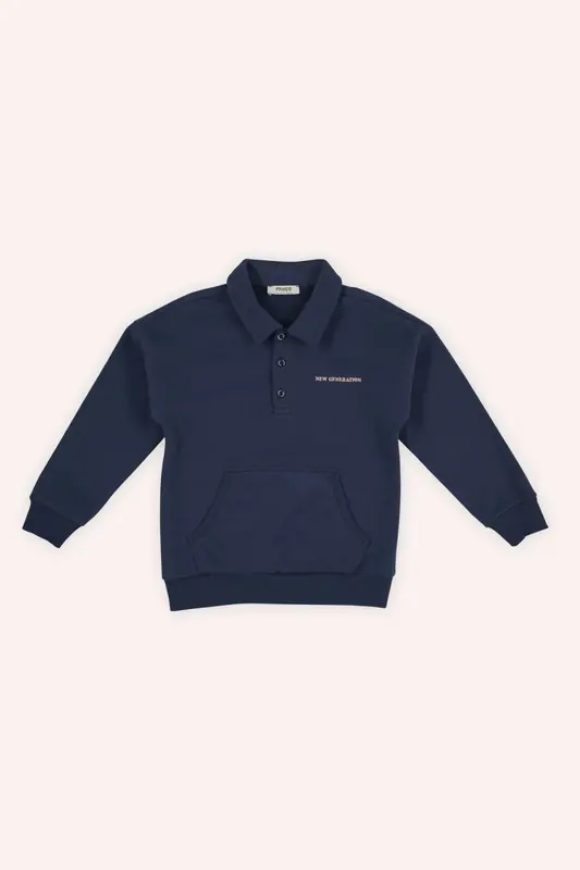 Erkek Çocuk Yakalı Lacivert Sweatshirt - 002-Lacivert - 2