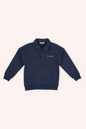 Erkek Çocuk Yakalı Lacivert Sweatshirt - 002-Lacivert - PANÇO (1)