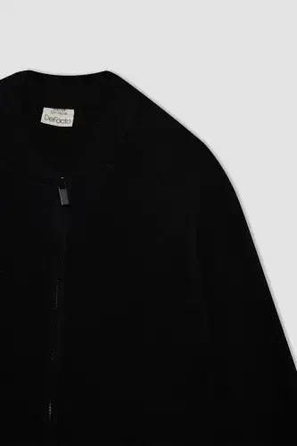 Erkek Çocuk Basic Düz Yarım Balıkçı Yaka Triko Fermuarlı Hırka C2228A824AU - 2