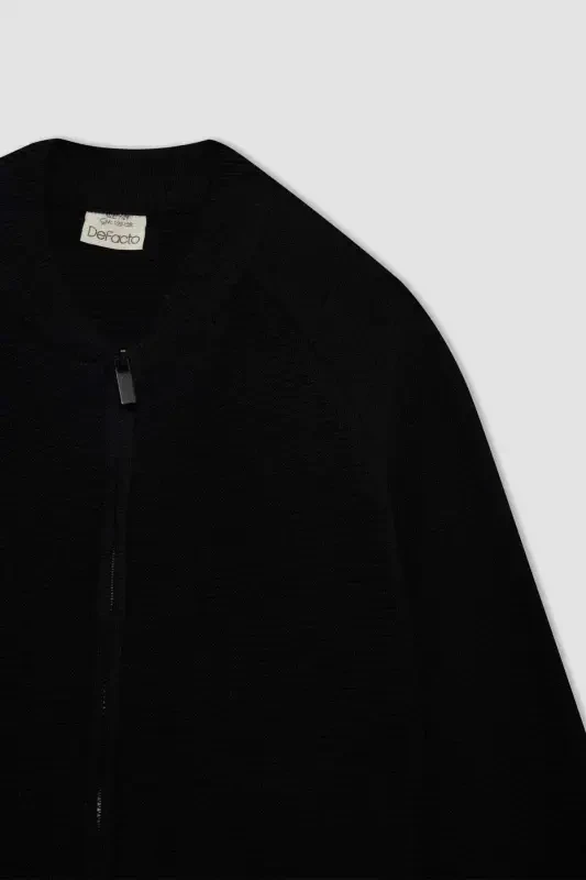 Erkek Çocuk Basic Düz Yarım Balıkçı Yaka Triko Fermuarlı Hırka C2228A824AU - 2