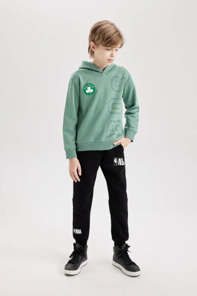 Erkek Çocuk Yeşil NBA Boston Celtics Kapüşonlu Sırt Baskılı Kalın Sweatshirt - 4