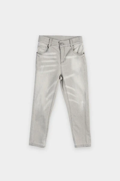 Erkek Çocuk Yıkamalı Gri Kot Pantolon - 4