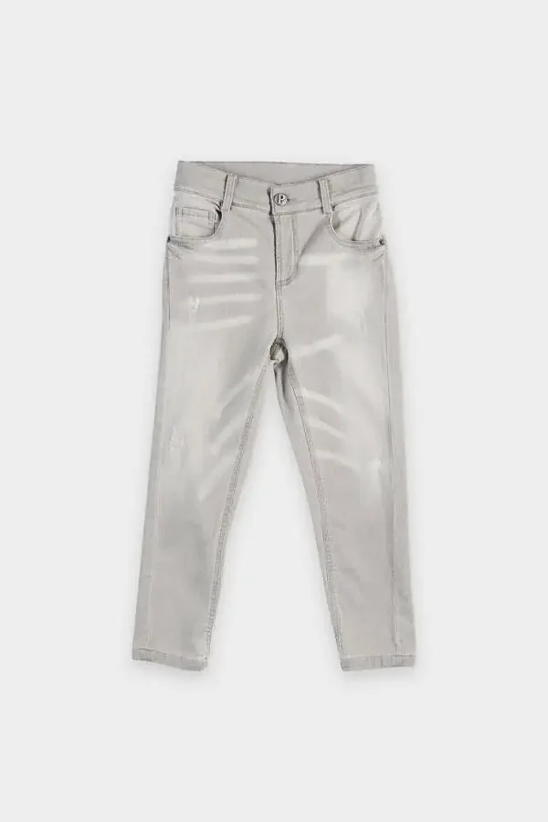 Erkek Çocuk Yıkamalı Gri Kot Pantolon - 4