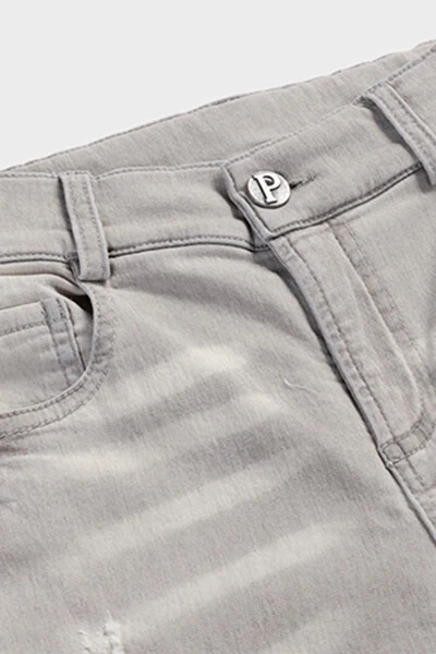 Erkek Çocuk Yıkamalı Gri Kot Pantolon - 6