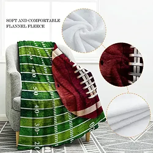Jekeno Football Gifts Blanket for Boys Teens Girls, Sport Gifts for Adult Kids, Football Accessories Decor for Age 2-10 Year Old - 3