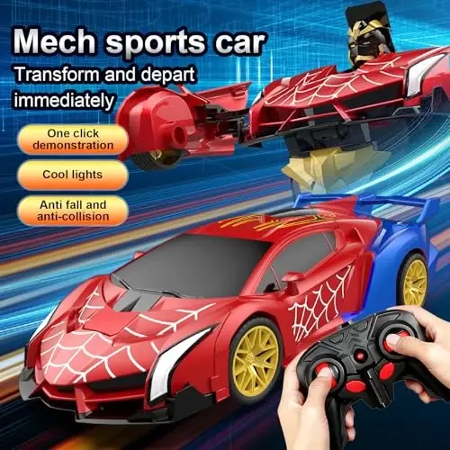 Blackma Transform Rc Cars for Boys 4-7 8-12, 2.4Ghz 1: 18 Scale Remote Control Car with One-Button Deformation & 360° Rotation, Birthday Toys for Kids Boys Ages 3-12 (Red & Blue) - BLACKMA (1)
