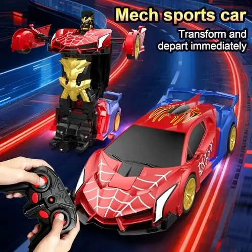 Blackma Transform Rc Cars for Boys 4-7 8-12, 2.4Ghz 1: 18 Scale Remote Control Car with One-Button Deformation & 360° Rotation, Birthday Toys for Kids Boys Ages 3-12 (Red & Blue) - 5