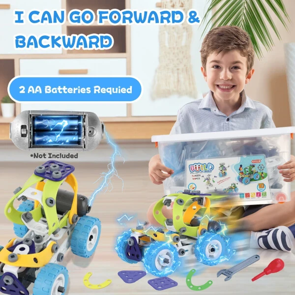 Huge Wave 10-in-1 STEM Building Toys Blocks Kit for Boys, Electric Blocks Sets, Educational Construction Kits Games, Engineering Projects Activities Christmas Gift for Kids Toddler Aged 3-10 - 2