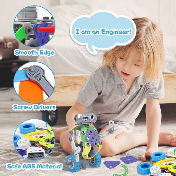 Huge Wave 10-in-1 STEM Building Toys Blocks Kit for Boys, Electric Blocks Sets, Educational Construction Kits Games, Engineering Projects Activities Christmas Gift for Kids Toddler Aged 3-10 - 4