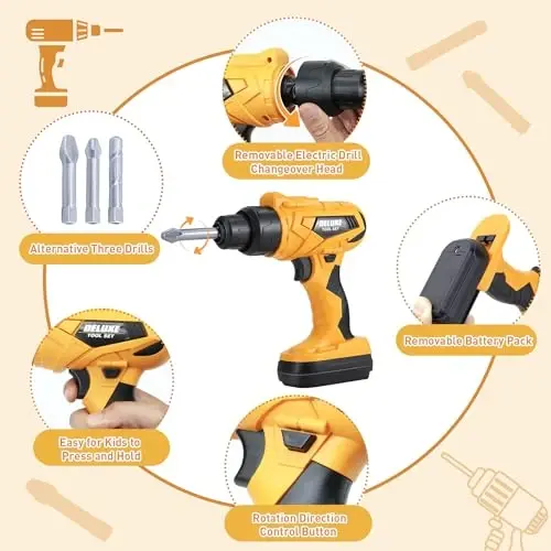 Zealous Kids Tool Set for Boys,Toddler Tool Set with Kids Tool Box & Electronic Toy Drill,Construction Pretend Play Tools for Kids,Toys for 3 4 5 Year Old Boys,Toddler Boy Toys - ZEALOUS (1)